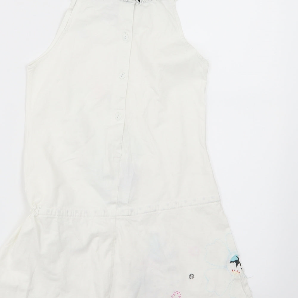 Beetlejuice Girls White Floral Jersey Skater Dress  Size 10 Years