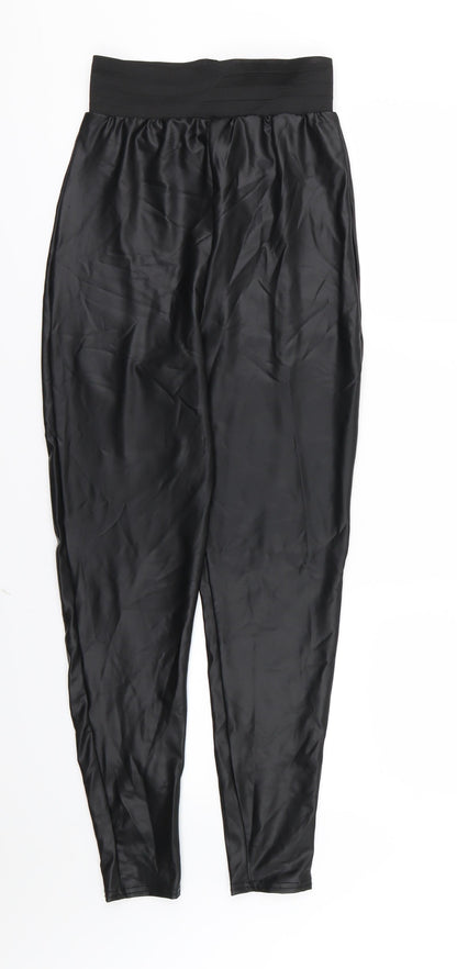 Boohoo Womens Black   Carrot Leggings Size 8 L26 in - Leather Effect