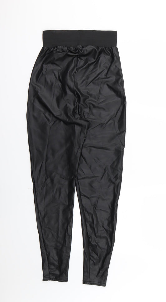 Boohoo Womens Black   Carrot Leggings Size 8 L26 in - Leather Effect