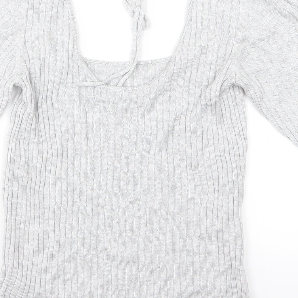 Next Womens Grey  Knit Pullover Jumper Size 8