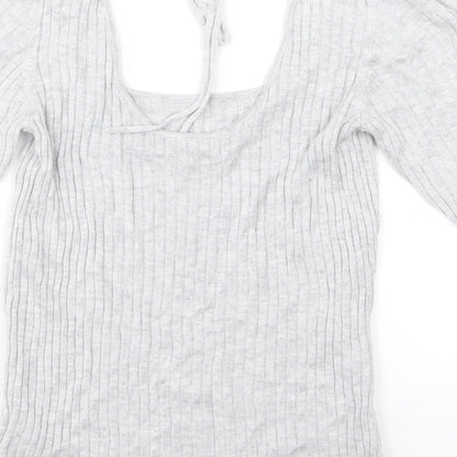 Next Womens Grey  Knit Pullover Jumper Size 8