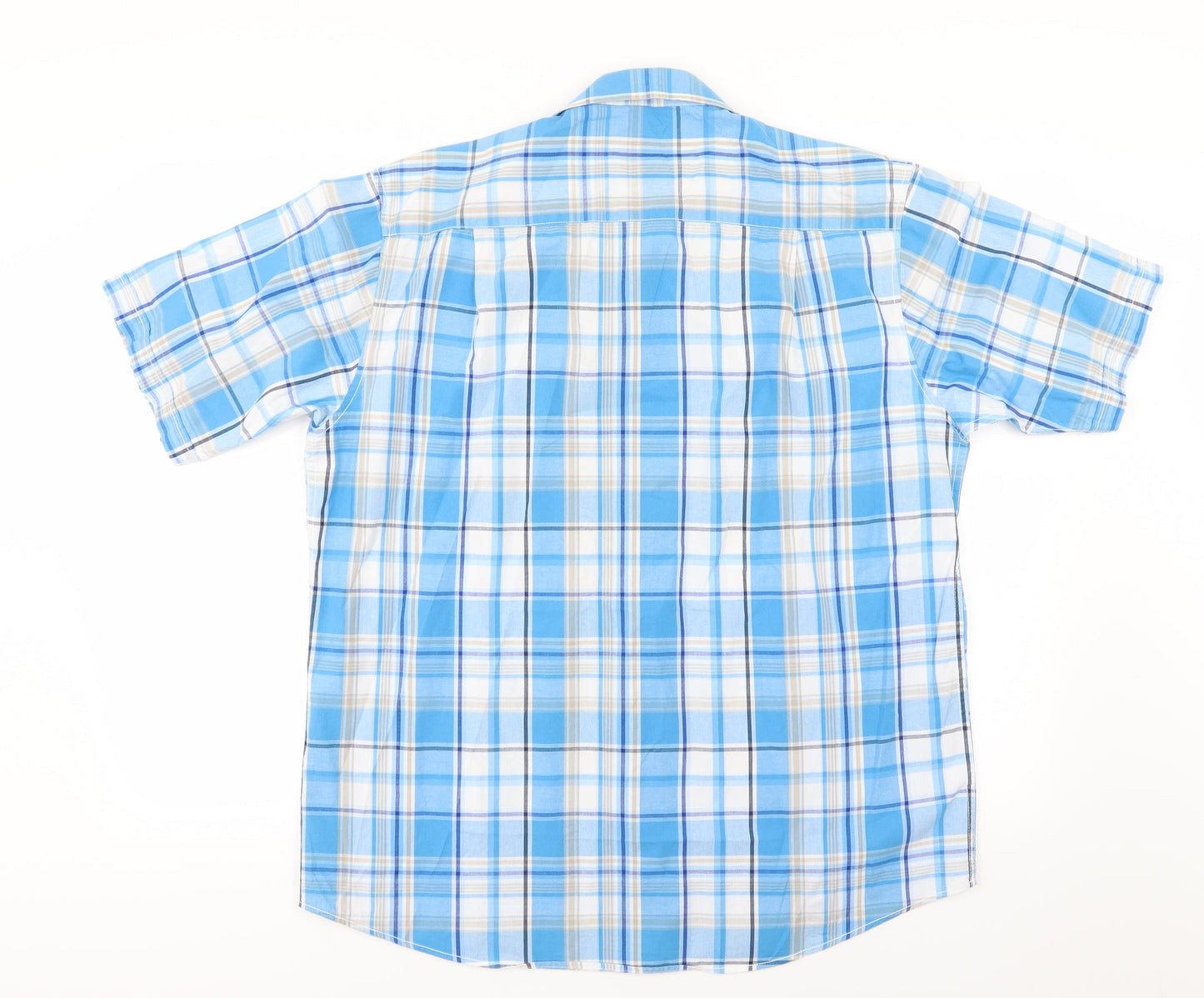 Mens UK Size L EWM Blue  Button-Up Short Sleeve Casual Shirt