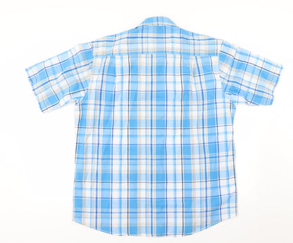 Mens UK Size L EWM Blue  Button-Up Short Sleeve Casual Shirt