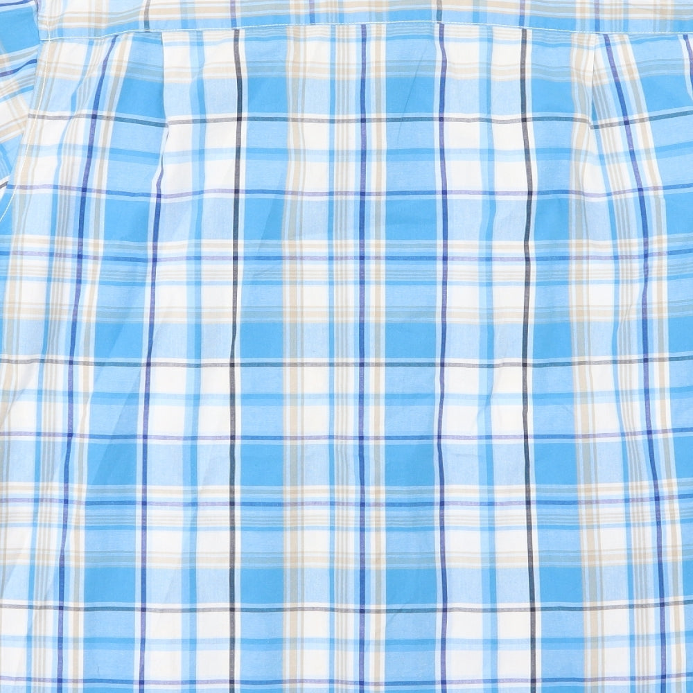 Mens UK Size L EWM Blue  Button-Up Short Sleeve Casual Shirt