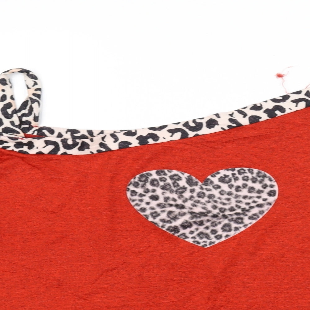 Preworn Womens Red   Pullover Jumper Size L  - heart animal print