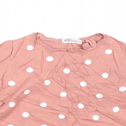 H&M Girls Pink   Pullover Jumper Size 6-7 Years  - poka dot