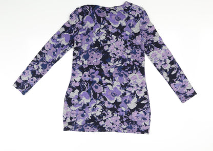 m&S Womens Purple Floral  A-Line  Size 8
