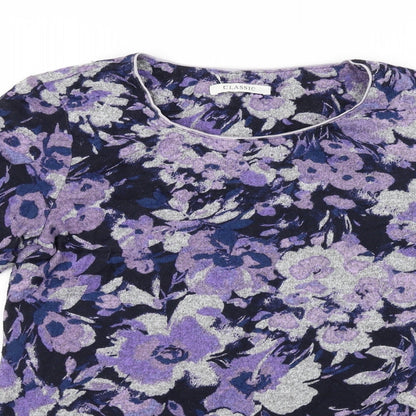 m&S Womens Purple Floral  A-Line  Size 8