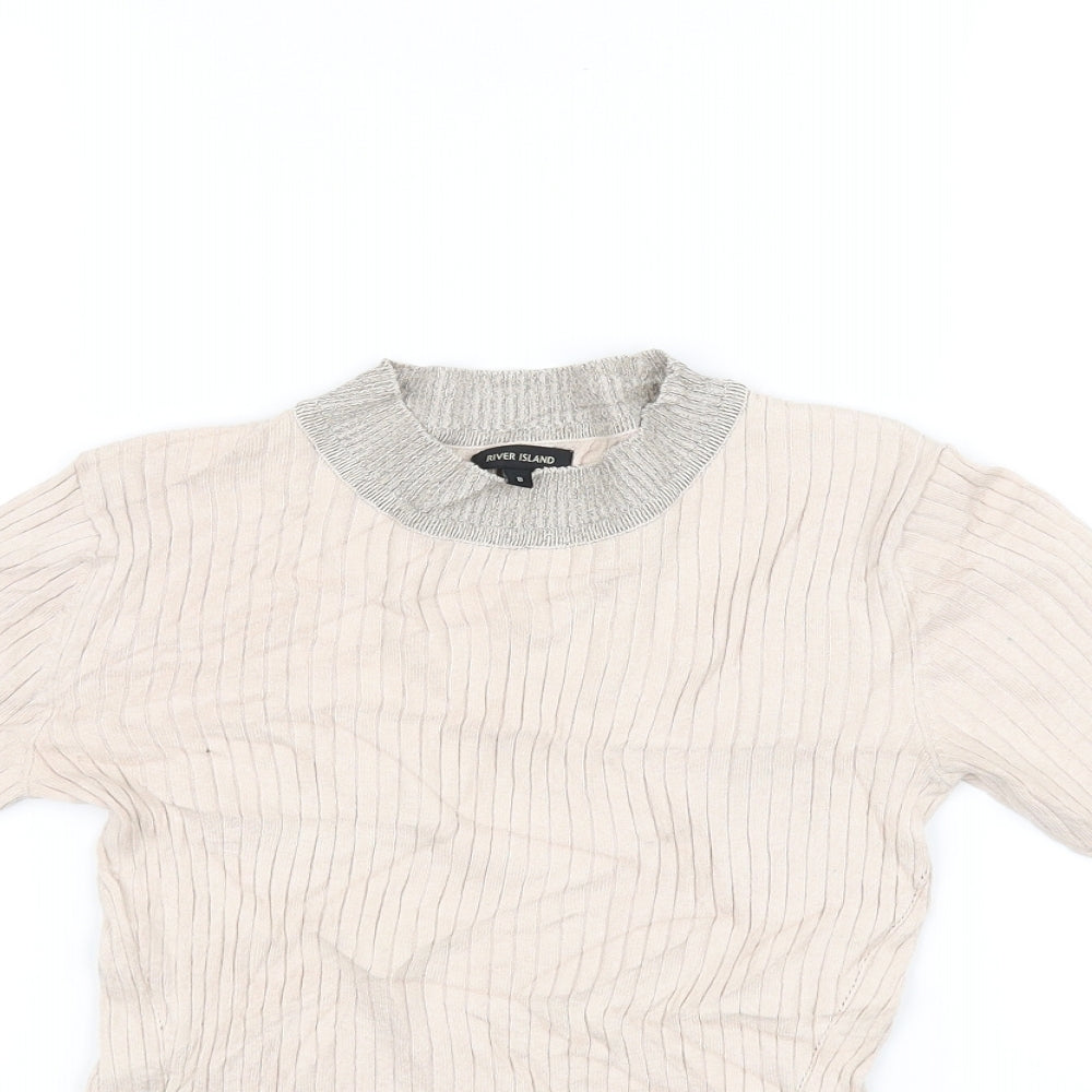 Womens UK Size 8 River island Pink Basic T-Shirt
