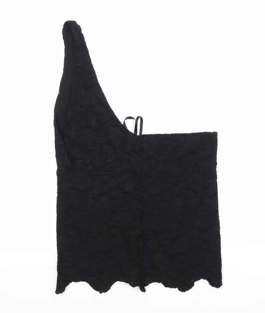 Fransa Womens Black Floral  Basic Blouse Size L