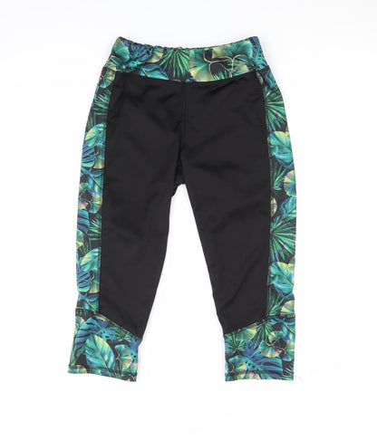 Active Womens Black Floral  Athletic Shorts Size 10