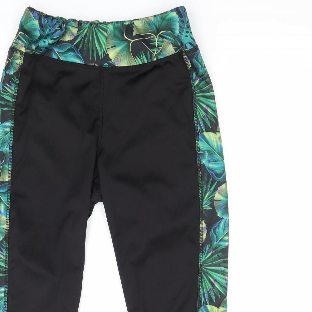 Active Womens Black Floral  Athletic Shorts Size 10