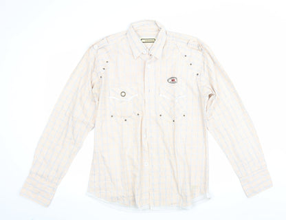 Mens UK Size XL Never Nine Beige  Button-Up Long Sleeve Casual Shirt