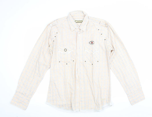 Mens UK Size XL Never Nine Beige  Button-Up Long Sleeve Casual Shirt