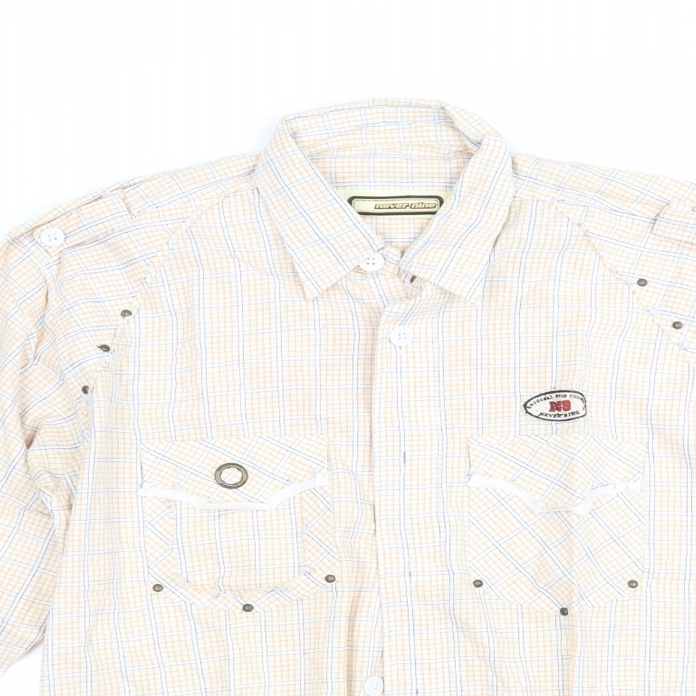 Mens UK Size XL Never Nine Beige  Button-Up Long Sleeve Casual Shirt