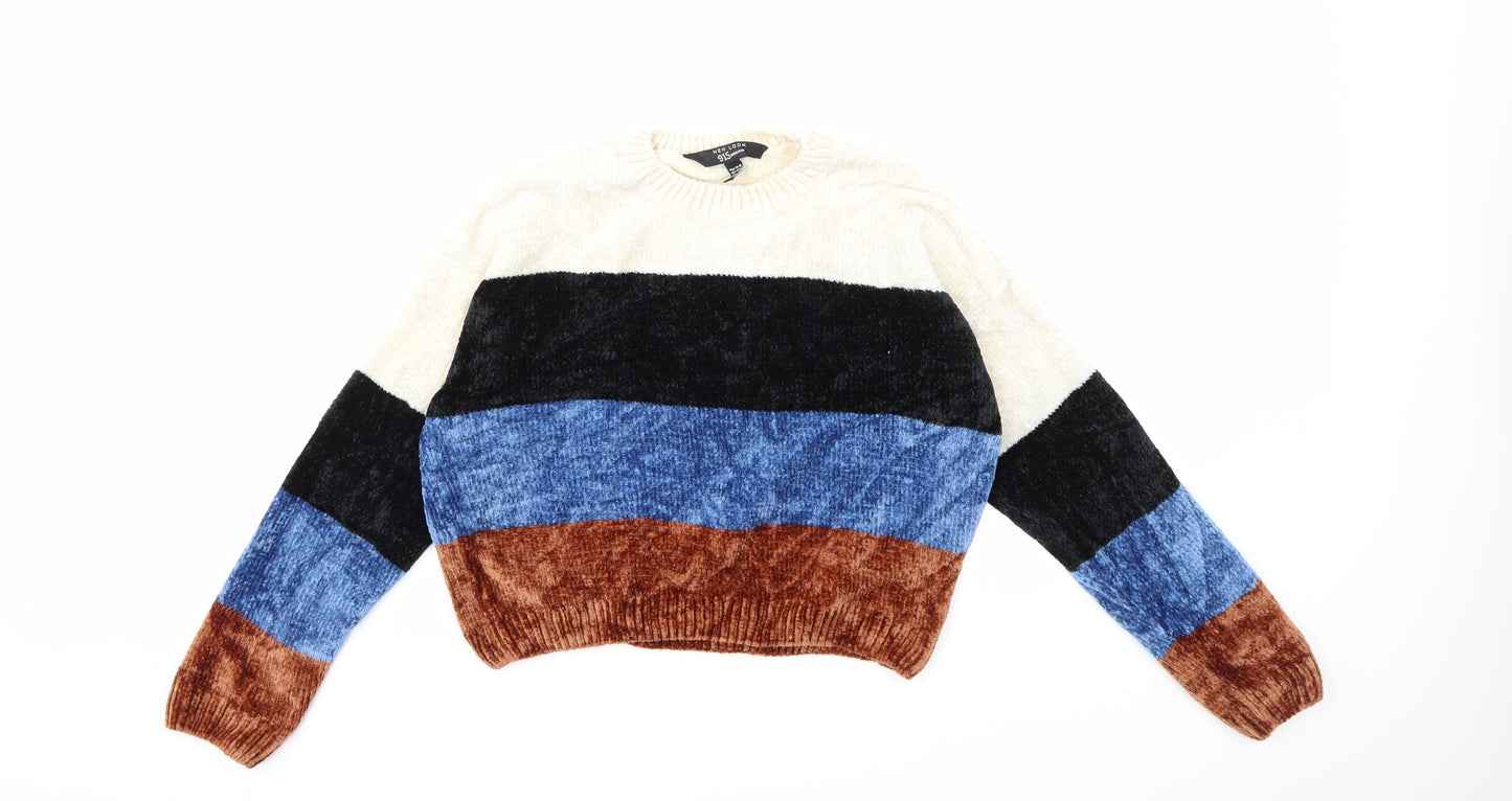 New Look Girls Blue Striped Knit Pullover Jumper Size 14-15 Years
