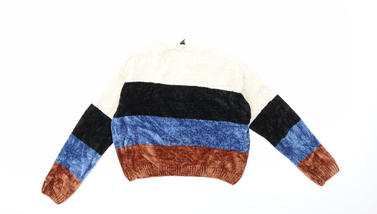 New Look Girls Blue Striped Knit Pullover Jumper Size 14-15 Years