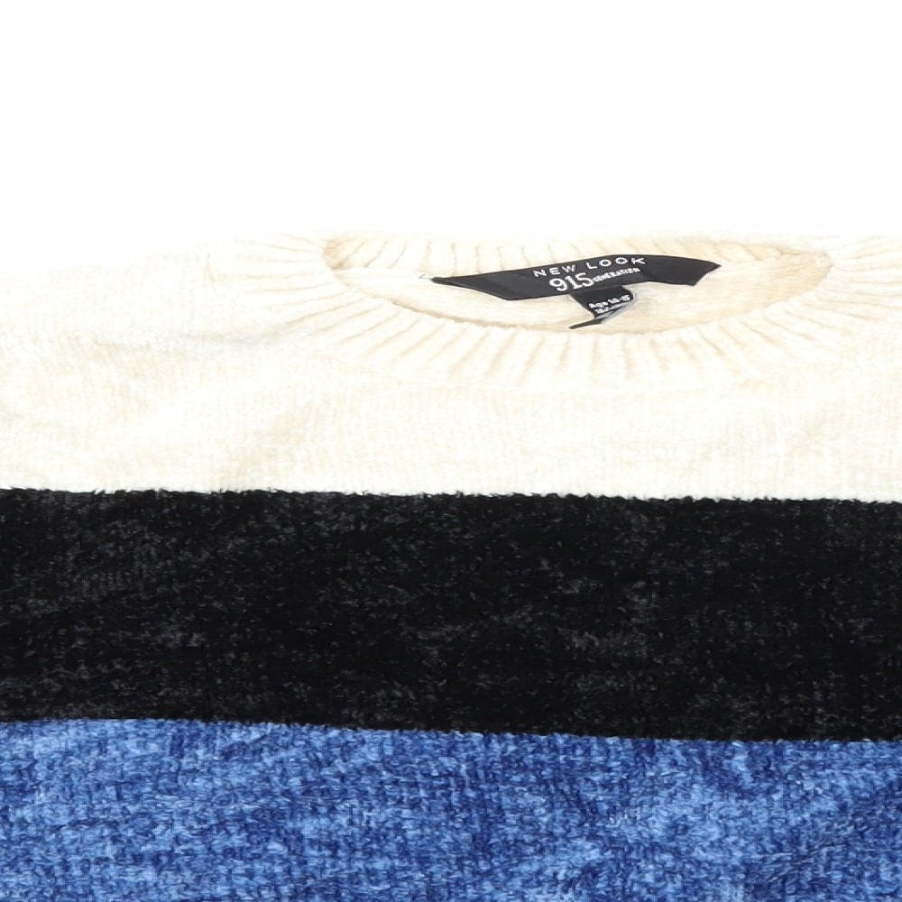 New Look Girls Blue Striped Knit Pullover Jumper Size 14-15 Years