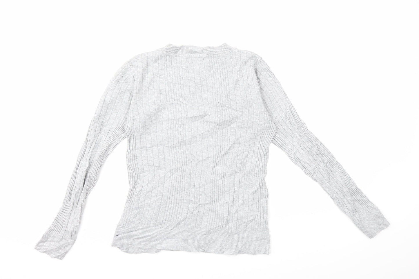 New Look Womens Grey Floral Knit Pullover Jumper Size 12