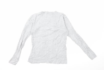 New Look Womens Grey Floral Knit Pullover Jumper Size 12