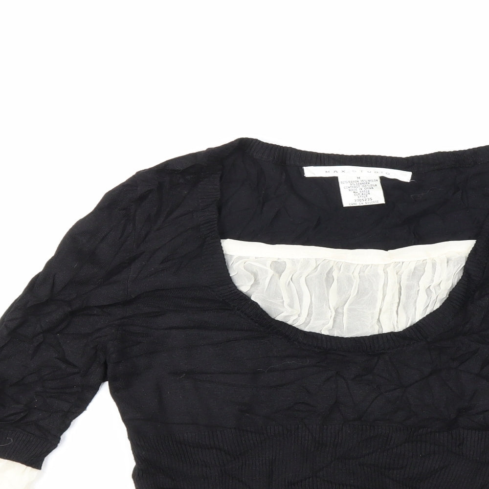 Max Studio Womens Black  Knit Pullover Jumper Size M