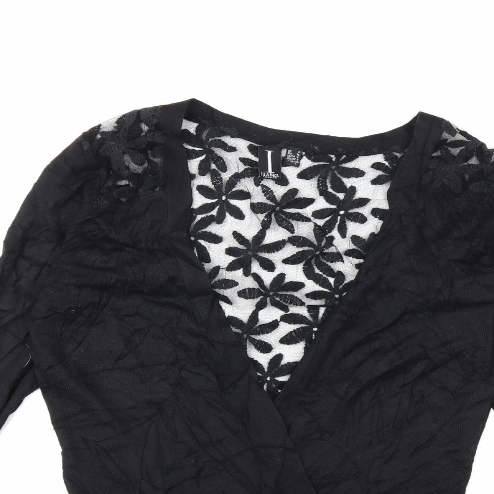 izabel Womens Black  Knit Cardigan Jumper Size 8