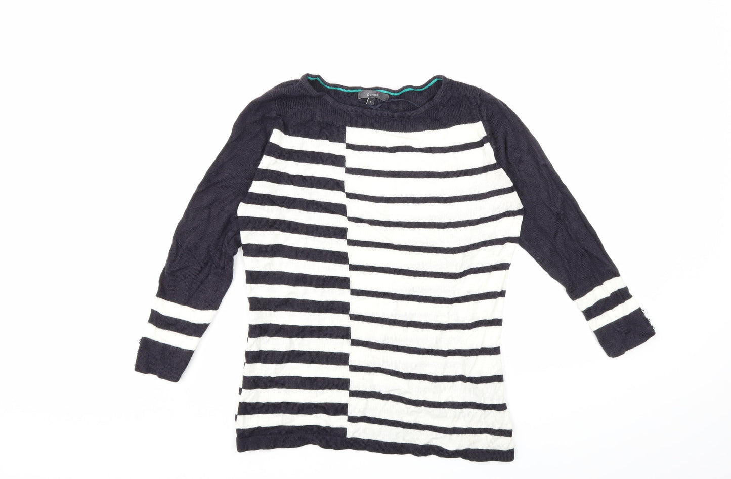 Per Una Womens White Striped Knit Pullover Jumper Size 8