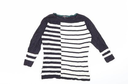 Per Una Womens White Striped Knit Pullover Jumper Size 8