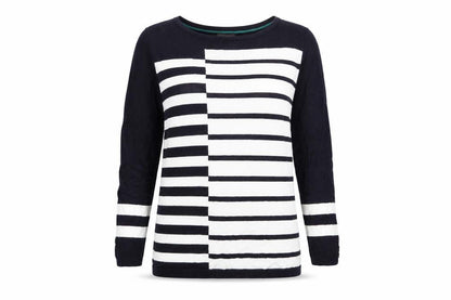 Per Una Womens White Striped Knit Pullover Jumper Size 8