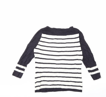 Per Una Womens White Striped Knit Pullover Jumper Size 8