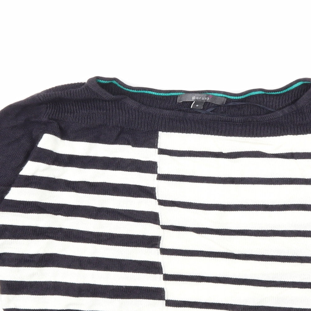 Per Una Womens White Striped Knit Pullover Jumper Size 8