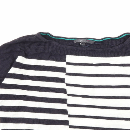 Per Una Womens White Striped Knit Pullover Jumper Size 8