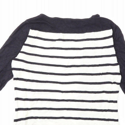 Per Una Womens White Striped Knit Pullover Jumper Size 8