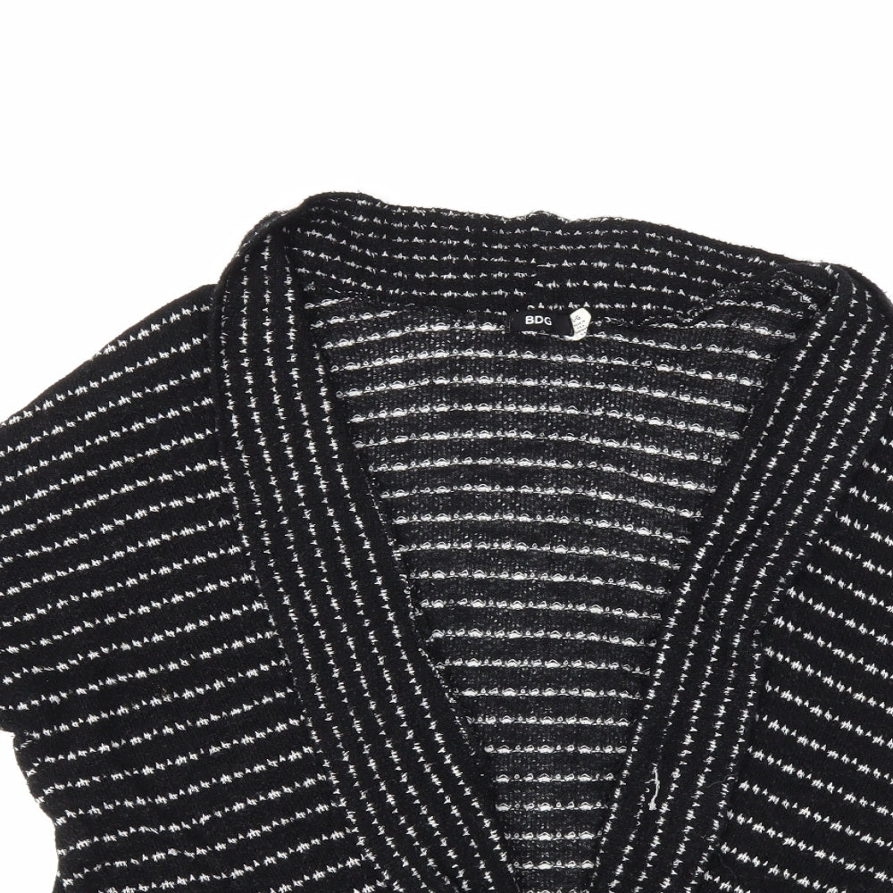 Urban Outfitters Womens Black Striped Knit Cardigan Jumper Size L