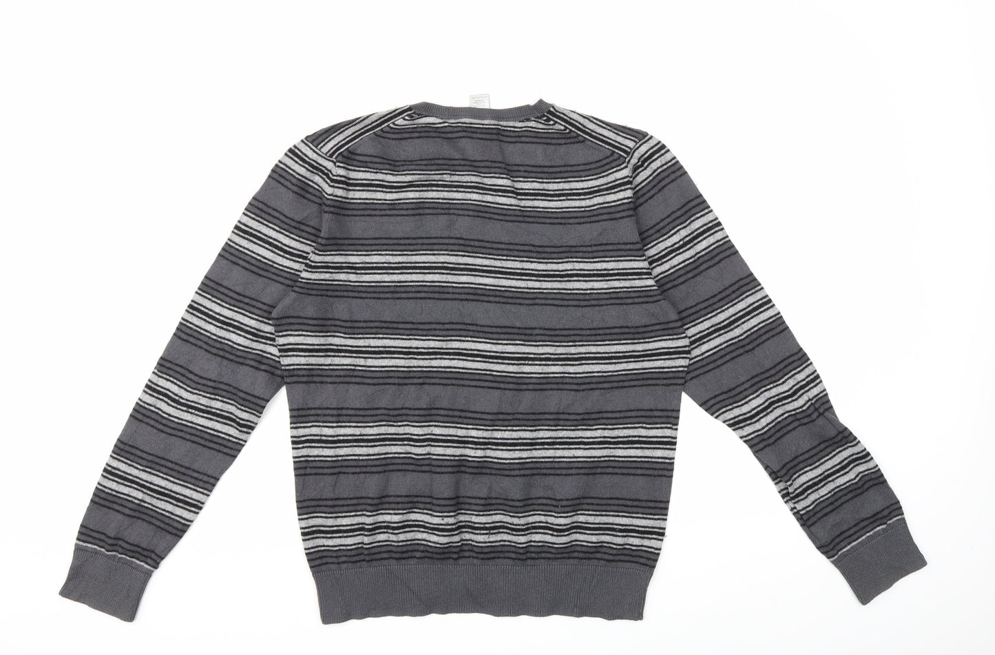Gap Mens Grey Striped Knit Pullover Jumper Size M