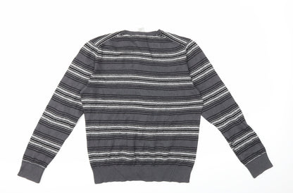 Gap Mens Grey Striped Knit Pullover Jumper Size M