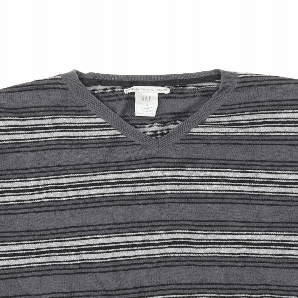 Gap Mens Grey Striped Knit Pullover Jumper Size M