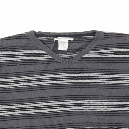 Gap Mens Grey Striped Knit Pullover Jumper Size M