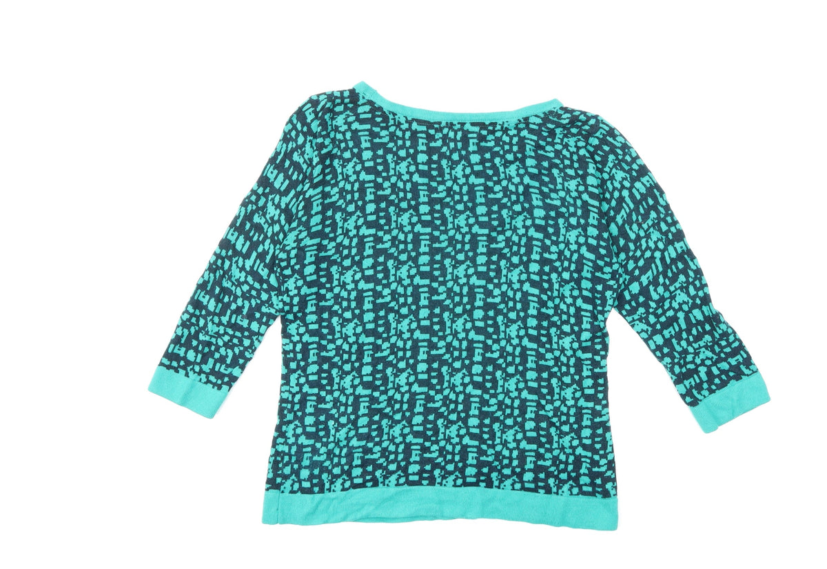 Per Una Womens Green Geometric Knit Pullover Jumper Size 12