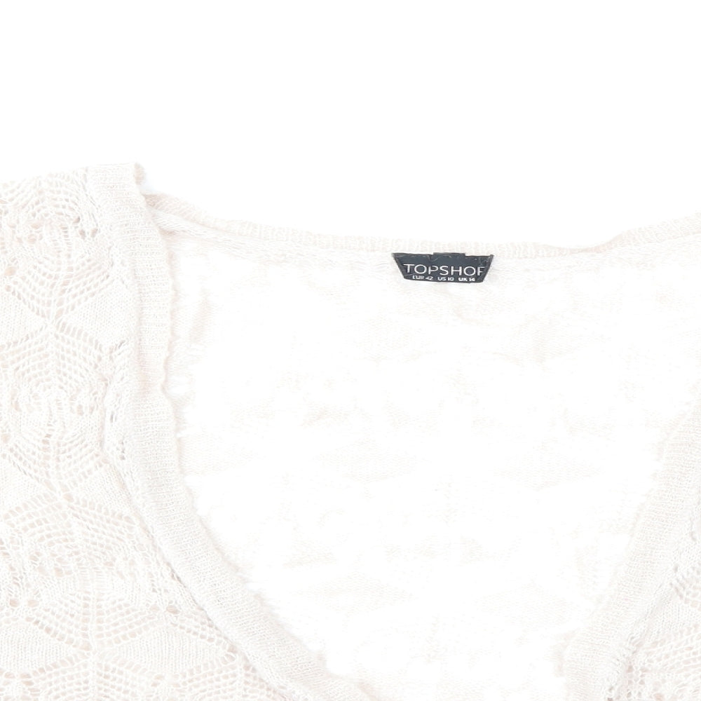 Topshop Womens Beige  Knit Cardigan Jumper Size 14