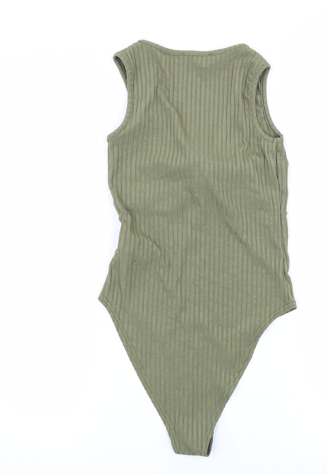 New Look  Womens Green  Jersey Bodysuit One-Piece Size 6  - Ribbed Knot Detail