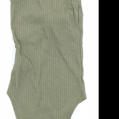 New Look  Womens Green  Jersey Bodysuit One-Piece Size 6  - Ribbed Knot Detail