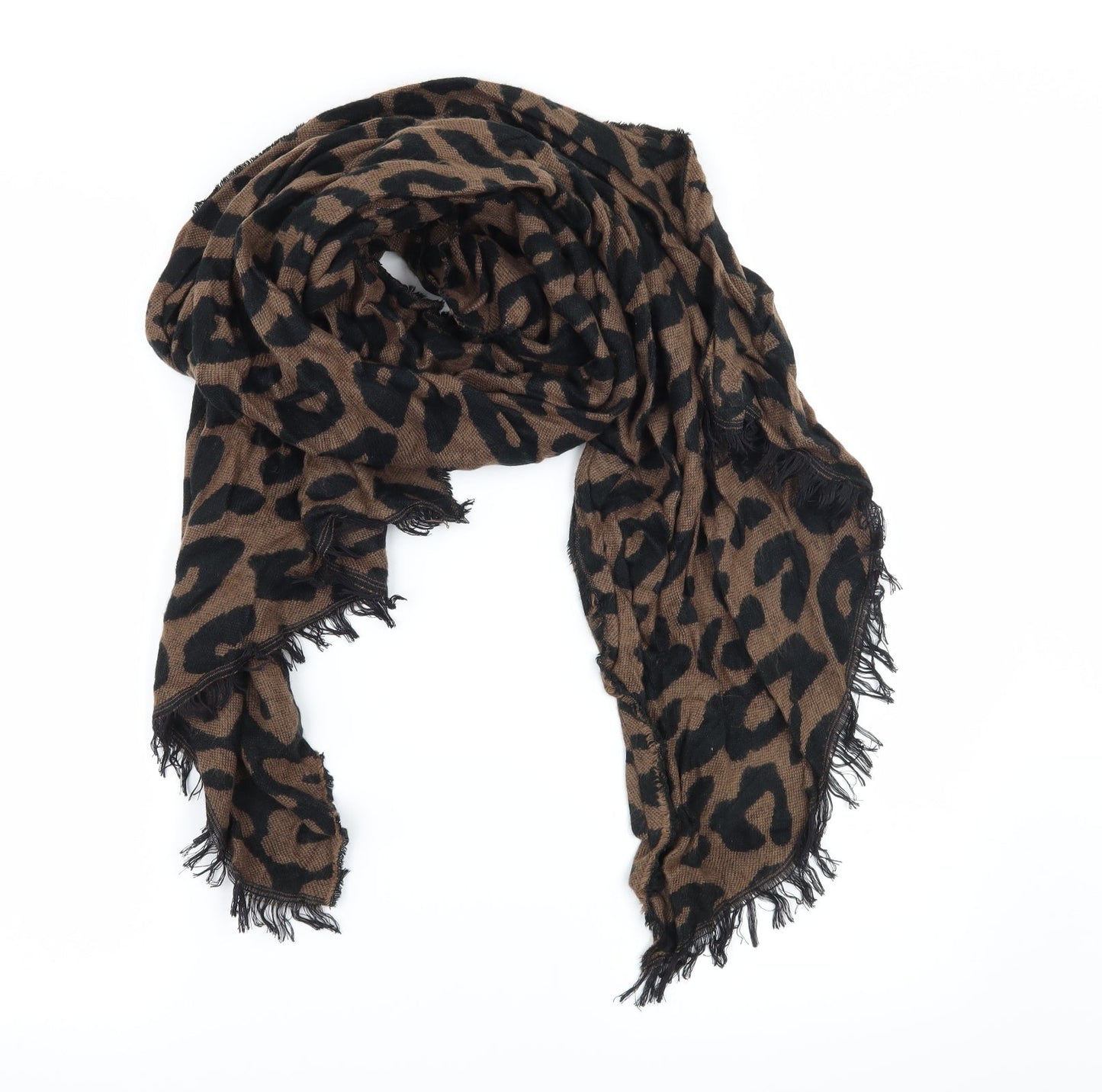 Preworn Womens Brown Animal Print Knit  Scarf