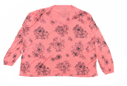 Marks and Spencer Womens Pink Floral Knit Pullover Jumper Size L