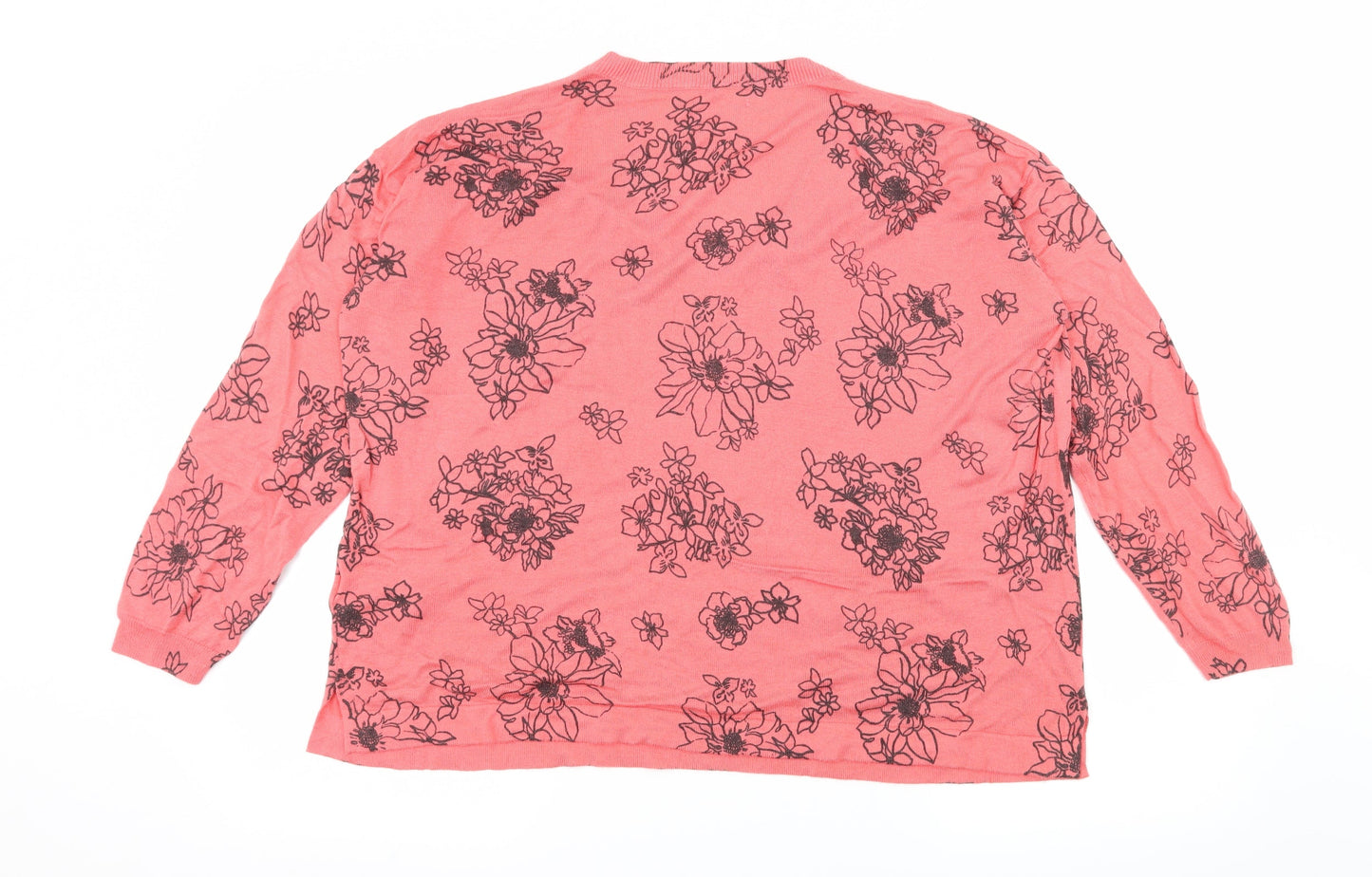 Marks and Spencer Womens Pink Floral Knit Pullover Jumper Size L