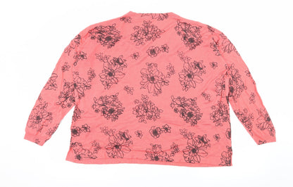 Marks and Spencer Womens Pink Floral Knit Pullover Jumper Size L