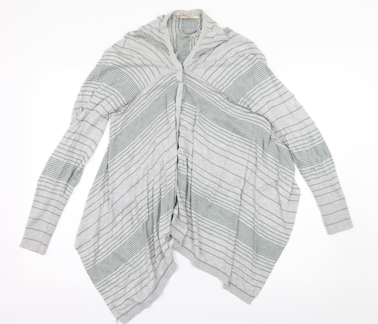 Marks and Spencer Womens Grey Striped Knit Cardigan Jumper Size 14