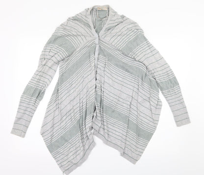 Marks and Spencer Womens Grey Striped Knit Cardigan Jumper Size 14