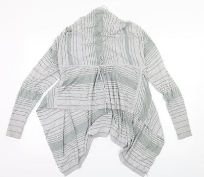 Marks and Spencer Womens Grey Striped Knit Cardigan Jumper Size 14