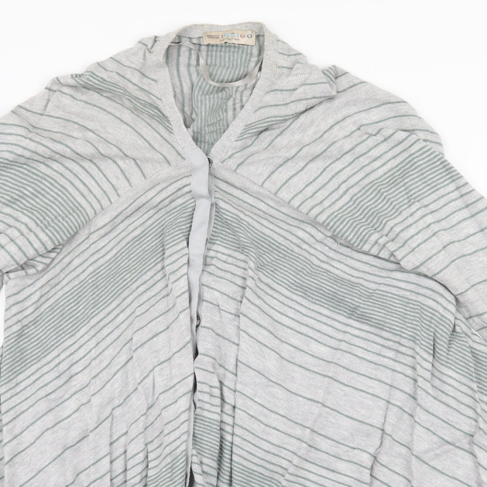 Marks and Spencer Womens Grey Striped Knit Cardigan Jumper Size 14